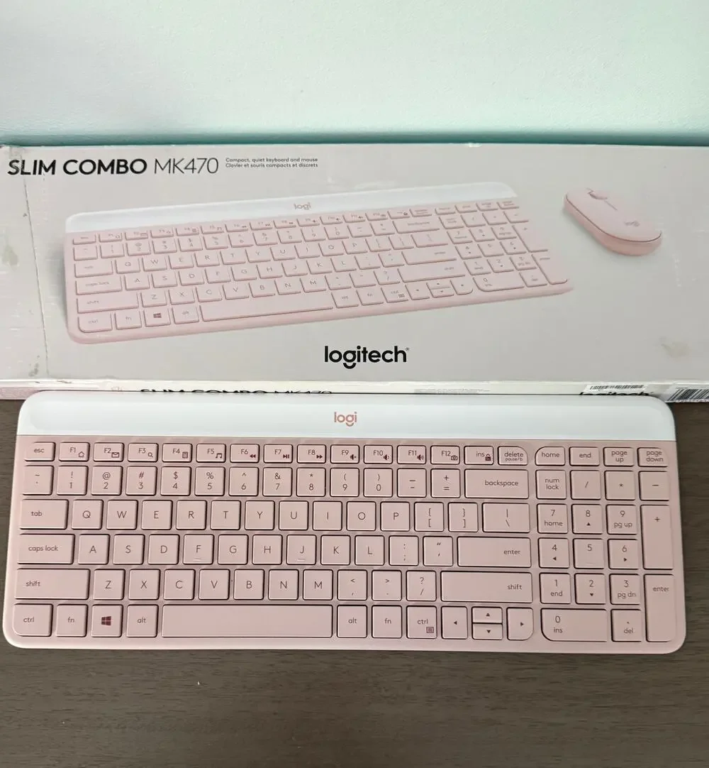 Logitech MK470 Keyboard PINK USB-A Low-Profile Full-Size Keyboard - NO MOUSE